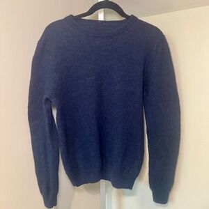 Men's Navy Wool Crewneck Sweater Elbow Patches Slim Fit‎ J.Crew Style FA15 Med